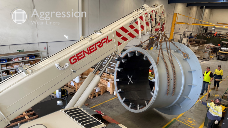 Aggression Liner fabricated and installed in a conical Trunnion for nickel mine